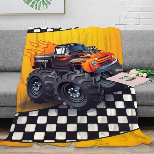 ZFLDKWGP Impactante Manta Monster Truck 3D Impresa Microfibra Decoración Hogar Manta Racing Sofá Dormitorio Adultos 40x50inch(100x130cm)