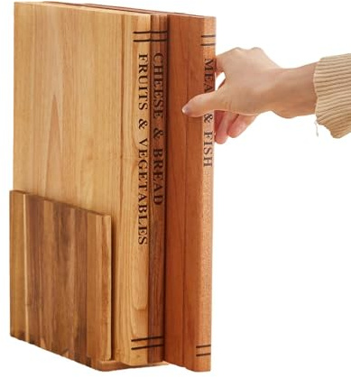 Tagliere a Forma di Libro | Set Decorativo da 3 Pezzi in Legno,per Macellaio, Casa, Ristorante, Campeggio, Picnic, BBQ | per Verdure Cotte e Crude, Pane, Pasticceria, Sushi, Macelleria, Picnic in Casa