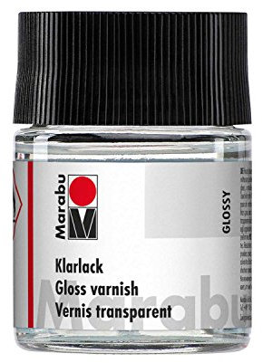 Marabu 11060005000 - Farbloser Klarlack, transparent 50 ml im Glas, hochglänzender Kunstharzlack auf Lösungsmittelbasis, witterungsbeständig, für Hobby, Freizeit und Kunstgewerbe