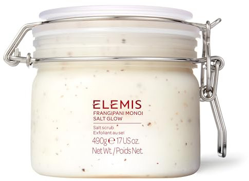 ELEMIS Frangipani Monoi Salt Glow – Exfoliating Salt Scrub with Monoi Oil & Frangipani Flower – Hydrating Body Scrub for Smooth, Radiant Skin – Ideal for Dry & Rough Skin