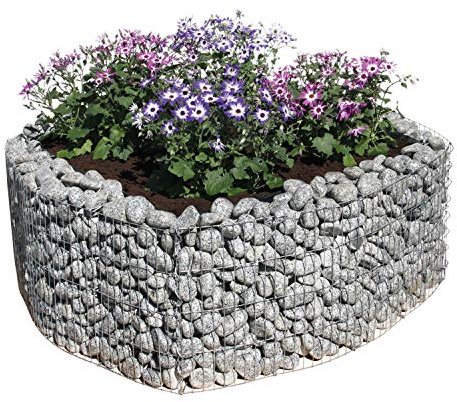 bellissa Gabionen-Hochbeet Basic 4-Eck - 95594 - Steinkorb-Pflanzkübel quadratisch - Bausatz inkl. Trennfolie - 113 x 113 x 40 cm Outdoor