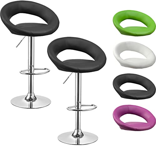 Beltom® 2 SGABELLI da Bar E Cucina con PENISOLA Regolabili in Altezza Sedia Girevole per PIZZERIE Pub RISTORANTI Hotel Soggiorno Ufficio - Modello Beauty - X2-Nero