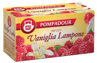 Pompadour 1913 | Miscela Frutta Aromatizzata Vaniglia e Lampone | Infuso Senza Caffeina - 20 Bustine di Tè (60 Gr) | Tisana Vaniglia & Lampone