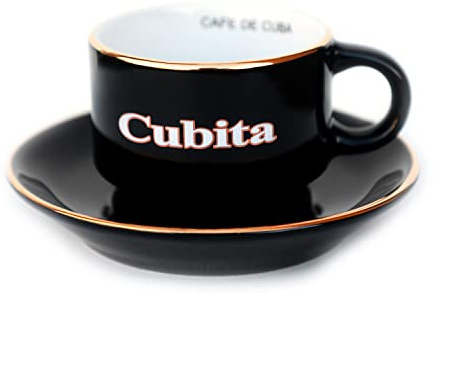 BIBI Espresso Cups Set for Cuban coffee, 6 Small Ceramic Cups with Matching Saucers (3 oz) - Tazas de cafe Cubita
