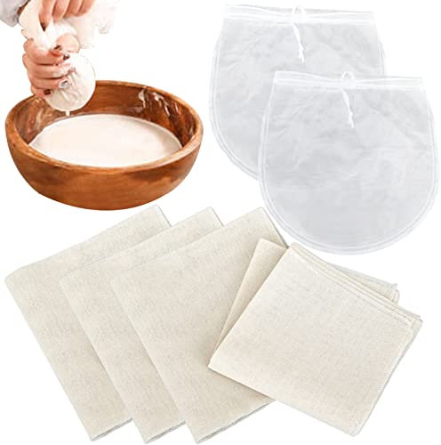 BDSHUNBF 6 Stück Passiertuch, Käsetuch, Mulltücher Nussmilchbeutel Cheesecloth, Waschbar und Wiederverwendbar Filtertuch, Seihtuch für Hausgemachten Käse, Beeren, Obstsaft und Gemüsesaft (50x 50cm)