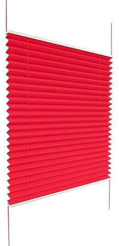 Plissee - ohne Bohren - Rollo für Fenster - dimmbar - Höhe bis 150 cm - Breite bis 120 cm (Rot, L80 x H150 cm)