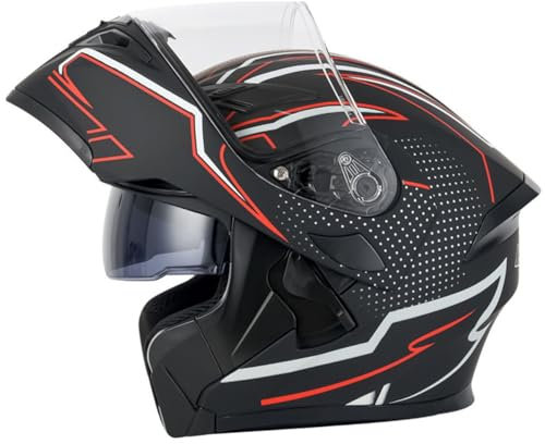 Motorradhelm Klapphelm Motorrad Helm DOT/ECE Zertifiziert Flip Vollvisierhelm Outdoor Sturzhelm Für Damen Herren Mit Doppelvisier Elektroauto Rollerhelm Racing Integralhelm 2,XXL;63-64CM
