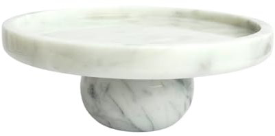 Natürlicher Weißer Marmor Tortenständer — Tortenplatte mit Fuß, Marble Cake Stand with Lid, Kuchenständer Rund Hochzeitstortenständer und Kuchenglocke, Tortenplatten Ständer mit Plastik Deckel Deko