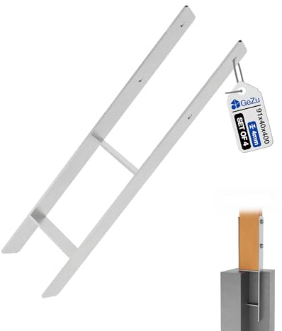 GeZu Impex Supporto per Pali H 91 x 400 mm Zincato a Caldo Set di 4 Supporto per Pali tipo H da Fissare a Cemento Ancoraggio tipo H