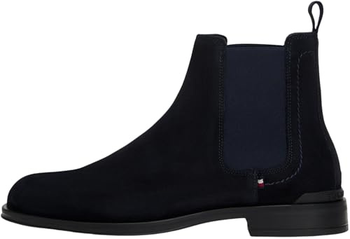 Tommy Hilfiger Botines Chelsea Hombre Corporate de ante, Azul (Desert Sky), 45