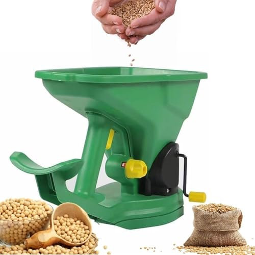 Esparcidor manual de semillas de césped, área de siembra ajustable y distribución uniforme, maceta de jardín con manivela para césped, granjas y aplicación de fertilizantes