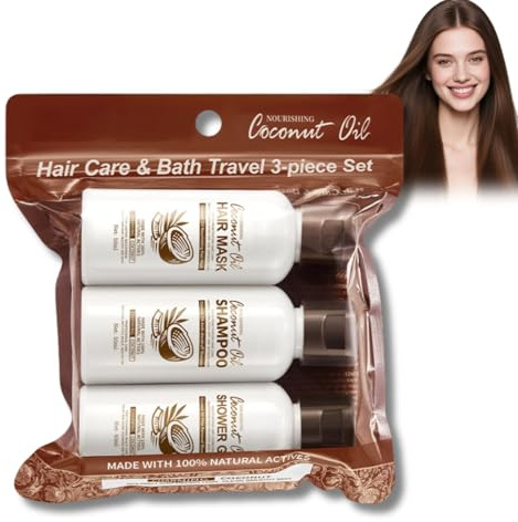 Kokosöl Shampoo Damen & Herren Reiseset – Shampoo Conditioner Set mit Duschgel für Frauen und Männer, Mini Reisegröße Geschenkset zur Haarwachstum Beschleunigung & Haarpflege