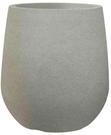 Gardening Naturally Grey Flower Pot Large Stone Effect Plant Pot Indoor Outdoor Cement Style Planter UV Frost Resistant Lightweight Modern Grey Design (Large)