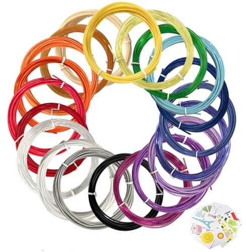 3D Stift filament PLA,mit 3D Drucker Vorlagen und transparenter PVC-Platte,20 Farben 3D Druck Filament 1,75mm, je 5m, Zur Verwendung mit 3D-Druckstiften.