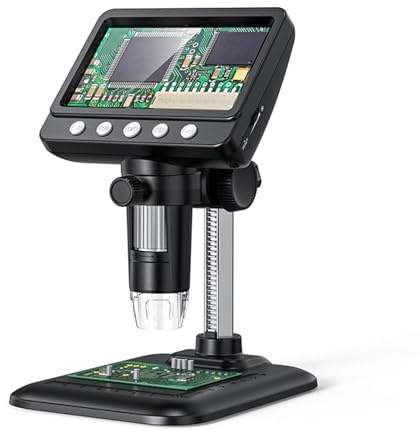 Aoresac Digitales Mikroskop mit IPS-HD-Bildschirm, 1000-facher Vergrößerung Zur Inspektion, USB-Münzlupe (369)