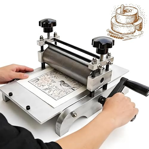 Prensa manual de impresión con presión ajustable y control de rodillo para impresión en relieve de papel, madera y lino