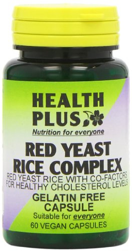 Health Plus Red Yeast Rice Complex Heart Health and Cholesterol Lowering Supplement - Pack of 60 Gelatin Free Capsules
