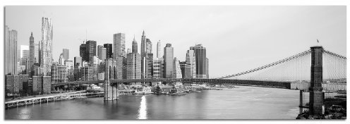 PANORAMA BILD in 150x50cm (Brooklyn Bridge schwarz weiß) TOP Bilder! Wandbild xxl günstig & modern ART PRINT Wandbilder Bilder EXKLUSIVES Fotowandbild auf Leinwand und Keilrahmen Bild Leinwandbild Fotodruck modern Zeitlos Stilvoll wie ein Gemälde Ausführung schöner Kunstdruck auf echter Leinwand als Wandbild mit Rahmen. Preiswerter als Ölbild Gemälde Foto Poster Plakat mit Bilderrahmen.