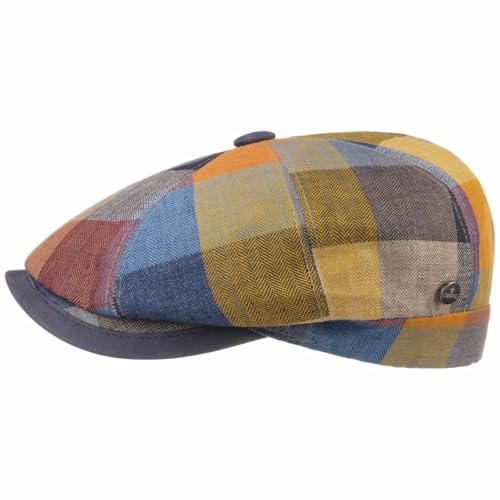LIERYS City Bic Leder Piping Flatcap Schirmmütze karriert Wide fit Made in Italy Herren Frühling Sommer
