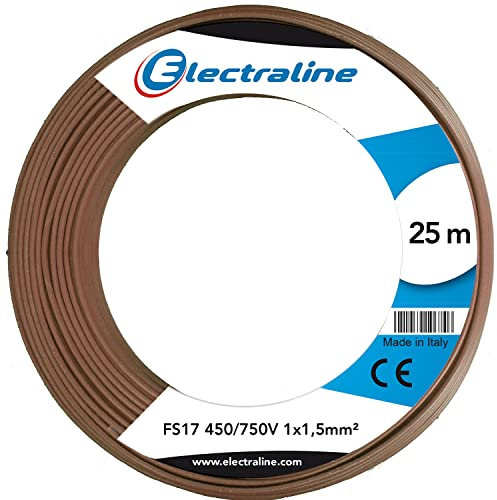 Electraline 13082 Cable unipolar FS17, sección 1 x 1.5 mm², Marrón, 25 m