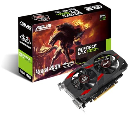 ASUS Cerberus-GTX1050TI-A4G Gaming Grafikkarte (Nvidia, PCIe 3.0, 4GB GDDR5 Speicher, DVI, HDMI, Display Port)