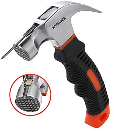 Spifflyer 8oz Magnetic Small Hammer Stubby Hammer and Nails Tool, Anti-Slip