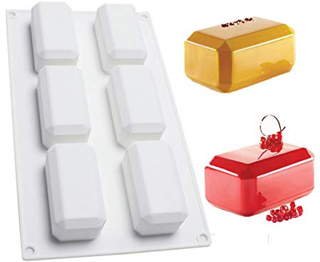 Dubens 6 Cavity Gold Bars Mousse Silicone Mould Gold Brick Bakery DIY French Dessert Gold Bars Chocolate Mould Fondant Mould