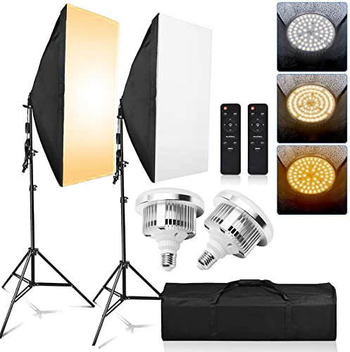 YISITONG Kit d'éclairage Softbox 2X 85W 3200K-5600K Softbox LED Bicolore dimmable avec Support de lumière réglable pour la Photographie Portraits Publicité de Mode Prise de Vue vidéo Youtube
