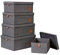 LOVE IT STORE IT Premium Aufbewahrungsboxen Stoff mit Deckel - 5er Set Aufbewahrungsbox - Verstärkt mit Holz, sehr stabil - Grau - Verschiedene Größen