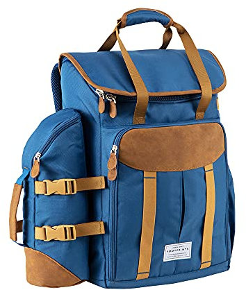 IceMax Picnic Cool Bag Backpack Insulated Picnic Cooler Bag 25L - Removable Bottle Carrier- Leave only Footprints Recycled RPET Polyester (Navy Blue)