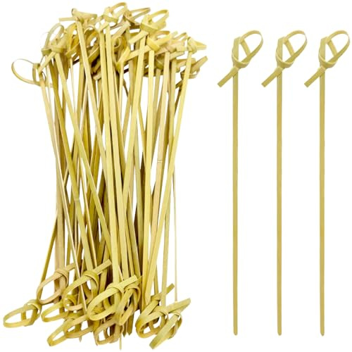EXNIMA, Pinchos de Bambú, Modelo Nudo, Pack de 50, 100 o 300 Unidades, Ideal para Cocteleo, Hamburguesas, Picoteo, Diferentes Tamaños 9, 12 o 15 cm.