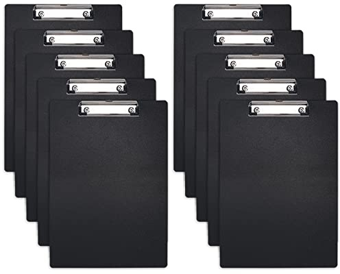 HUAYANG 10 Piezas Portapapeles A4, Bloc de Notas con Clips de Metal Portapapeles Negro para Notas, Formularios, Documentos y Escuela, Oficina, Menú, Aula, Pintura
