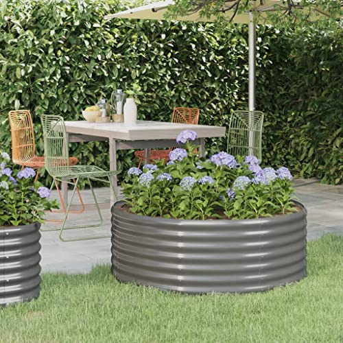 WIFESE JardinièRe De Jardin Acier Enduit De Poudre 100x100x36 Cm Gris Jardinieres Exterieur Jardiniere Bois Jardiniere Balcon Carré Potager Bacs ã Fleurs