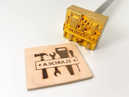 Dein Brandstempel elektrischer Schriftzug im Motiv Werkzeuge für Holz, Leder, Pappe - personalisiertes Brandeisen, individueller Brennstempel in 60 x 54 mm