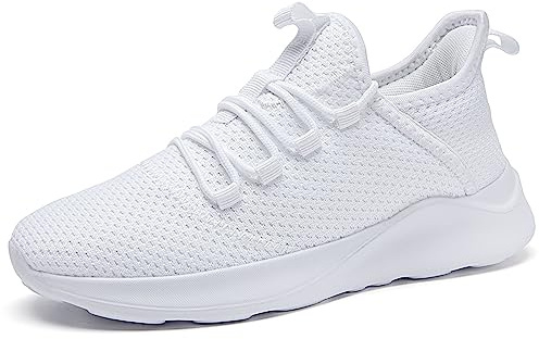 AZSDXS Löparskor för män, ventilerande sportskor, sneakers, gymnastikskor, löpskor, löparskor för väg, tennisskor, lätta joggingskor, fritid, träningsskor, fitnessstudio, Vit, 41 EU