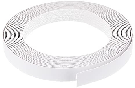 sourcing map Edge Banding, 3/4 inch x 24.6ft Pre-Glued White Embossed Veneer Edging Iron-on Flexible Edge Banding for Cabinet Repair Furniture Restoration