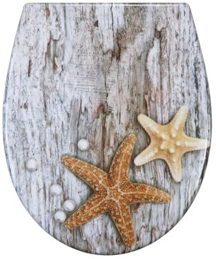 Fanmitrk WC Sitz mit Absenkautomatik, Toilettendeckel Duroplast, Klodeckel mit Schnellverschluss, Montage von oben, Toilettensitz mit Motiv (UF81943)