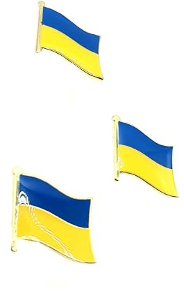 Anstecknadel mit Ukraine, Metall, Emaille, Landesflagge, 3 Stück, Metall