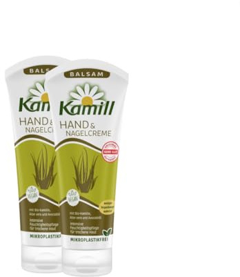 Kamill Hand & Nail Cream Balm (2 x 100 ml) - Provides Intensive Care, Moisture & Protection with Avocado Oil & Aloe Vera for Dry, Stressed Hands, No Microplastics