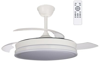 wonderlamp - Ventilateur LED pales pliables Surpino blanc 45 W avec mémoire d'allumage et télécommande CCT réglable