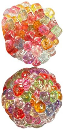 2er-Set Stressbälle, Bunte Anti-Stress Squeeze Traubenbälle & Regenbogen-Sensorische Stressbälle, zur Entspannung und Stressreduktion für Kinder und Erwachsene