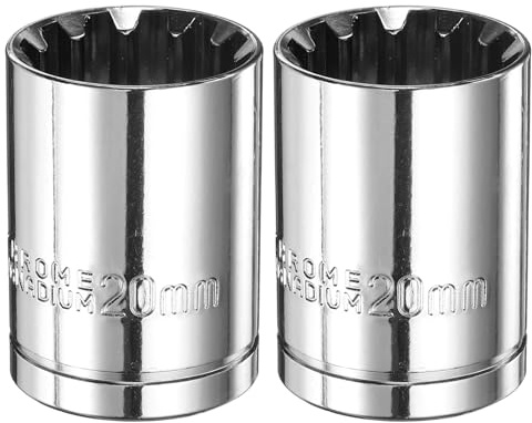 QUARKZMAN 2 Piezas De Enchufe De 12 Puntos 1/2 De Empuje Por 20mm Enchufe Poco Profundo Métrico Acero De Cromo Vanadio Enchufes Estándar De 12 Puntos Herramienta Manual De Mecánico