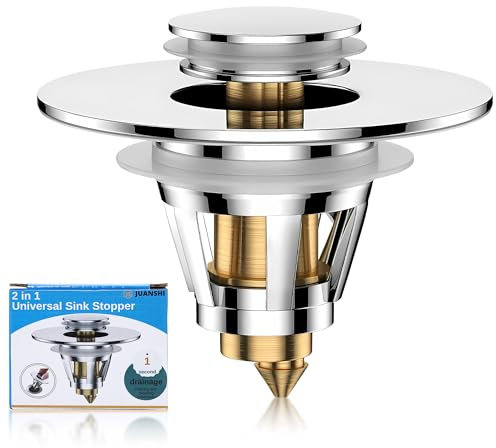 JUANSHI® Tappo universale 2 in 1 per lavandino da bagno, filtro di scarico per lavandino da 26 mm a 46 mm