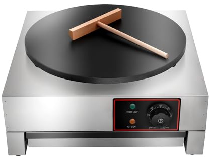 LIWBYYG 1700W 16 Inch Electric Crepe Maker, Commercial Pancake Machine 430 Stainless Steel Griddle Machine Crepe Maker Cooktop for Kitchen, Snack Stall(Adjustable 50-300℃)