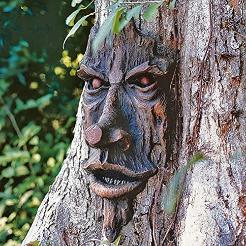 Gonetre Sculpture d'arbre Face Arbre Décoration Arbre Hugger Yard Art pour Jardin Décor Extérieur Statue de Résine 24,6 Cm de Large 14,1 Cm de Profondeur 6 Cm de Haut (Visage d'arbre W43)