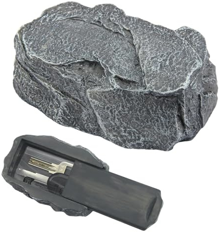Guanici Key Rock Hider Outside Hide Your Spare Waterproof Hidden Outside Fake Rock Hidden Storage Key Hider for Outdoor Gardens or Yards（Fake Stone）