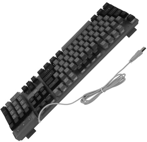 WATIIFUFU Clavier De Jeu Mécanique 104 Touches USB Éclairage Rvb, Utilisation Gamer, Design Bicolore Gris Noir, Clavier Ergonomique Filaire pour Bureau Nocturne