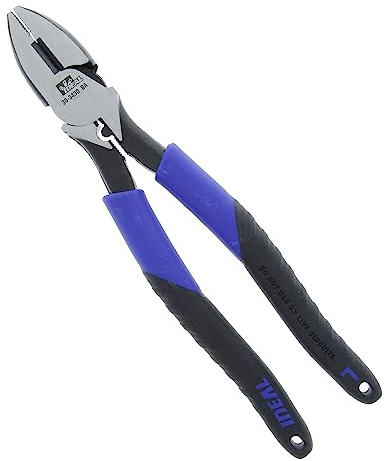 IDEAL Electrical 30-3430 Smart-Grip - 9.5 in., Linesman Plier with New England Nose, Crimping Die, Fish Tape Puller