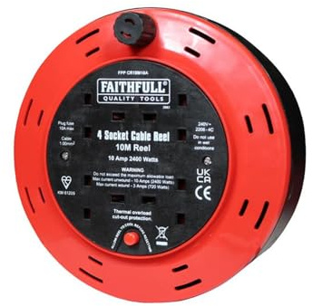 Cable Reel 230 Volt 10 Metre 10 Amp 4 Socket