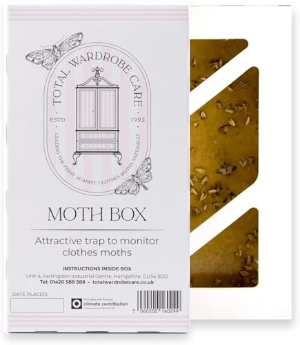 Total Wardrobe Care Eco-Friendly Moth Trap Box. Natural And Non-Toxic, Sticky Glue Board For Common Moths. Anti Moth Repellent Pheromone Trap To Protect Your Clothes And Carpet